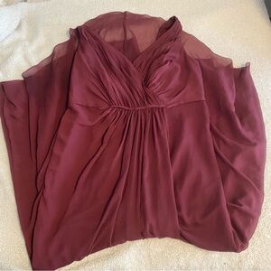 David's Bridal Wine Chiffon Bridesmaid Dress